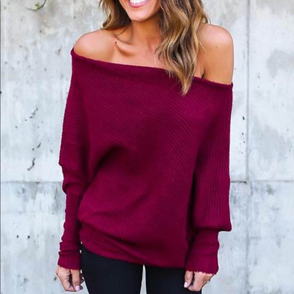 Sweaters - Last1! Oversized Off Shoulder Sweater